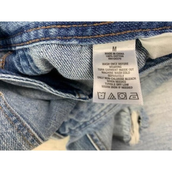 Aeropostale Size M Womens Bib Overalls Distressed Light Wash Mid Rise Ra… - Picture 3 of 4